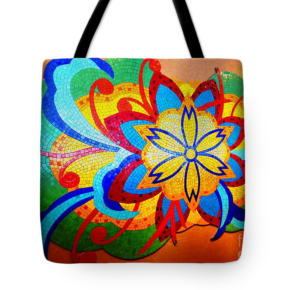 Tile Art Tote Bag featuring the photograph Colorful Tile Abstract by Judy Palkimas