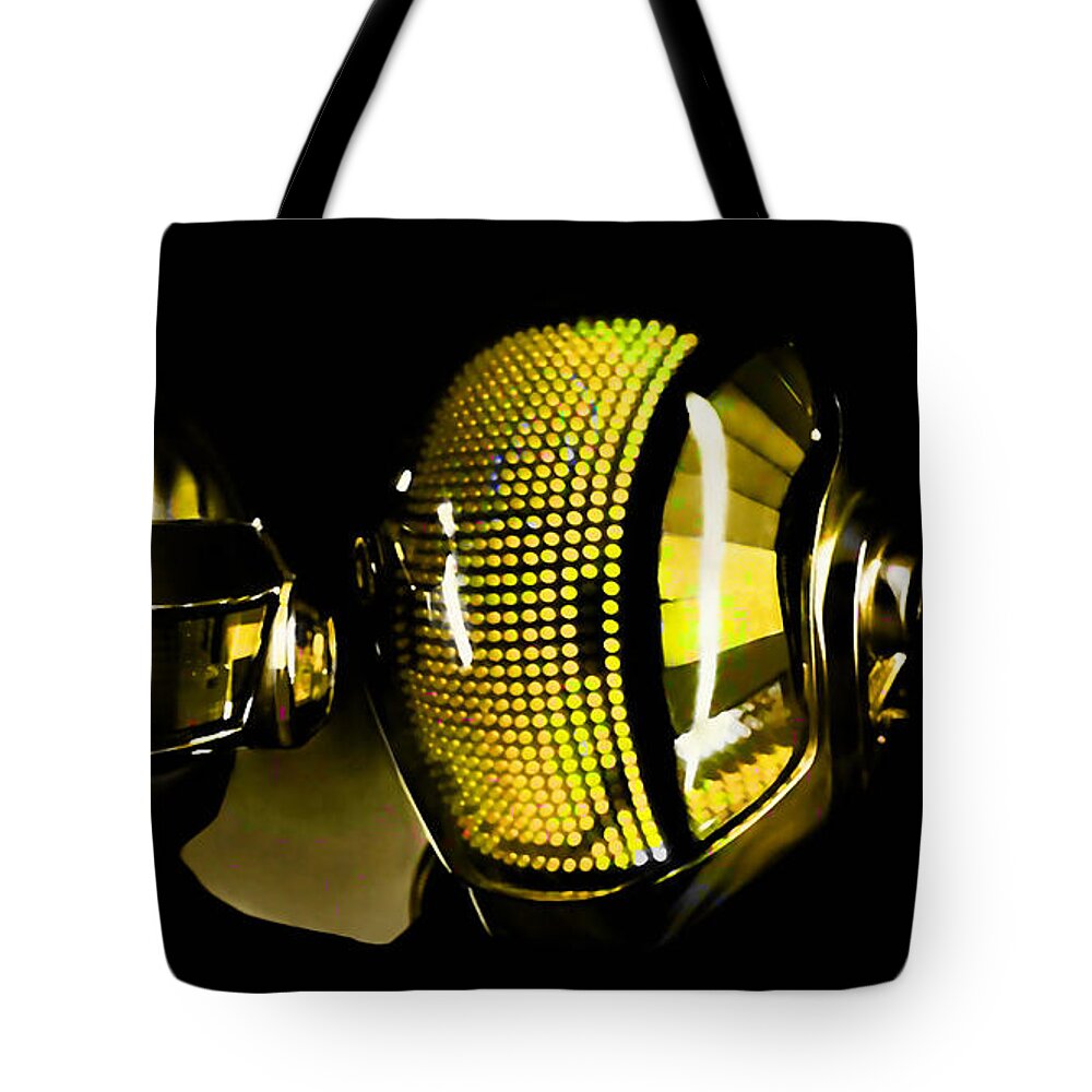  Tron Paintings Mixed Media Tote Bag featuring the mixed media Daft Punk by Marvin Blaine