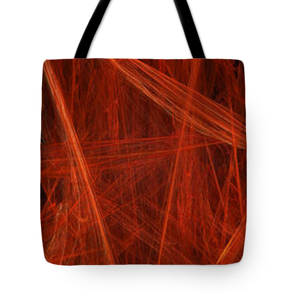 Abstract Tote Bag featuring the digital art  Dancing Flames 1 V - Panorama - Abstract - Fractal Art by Andee Design