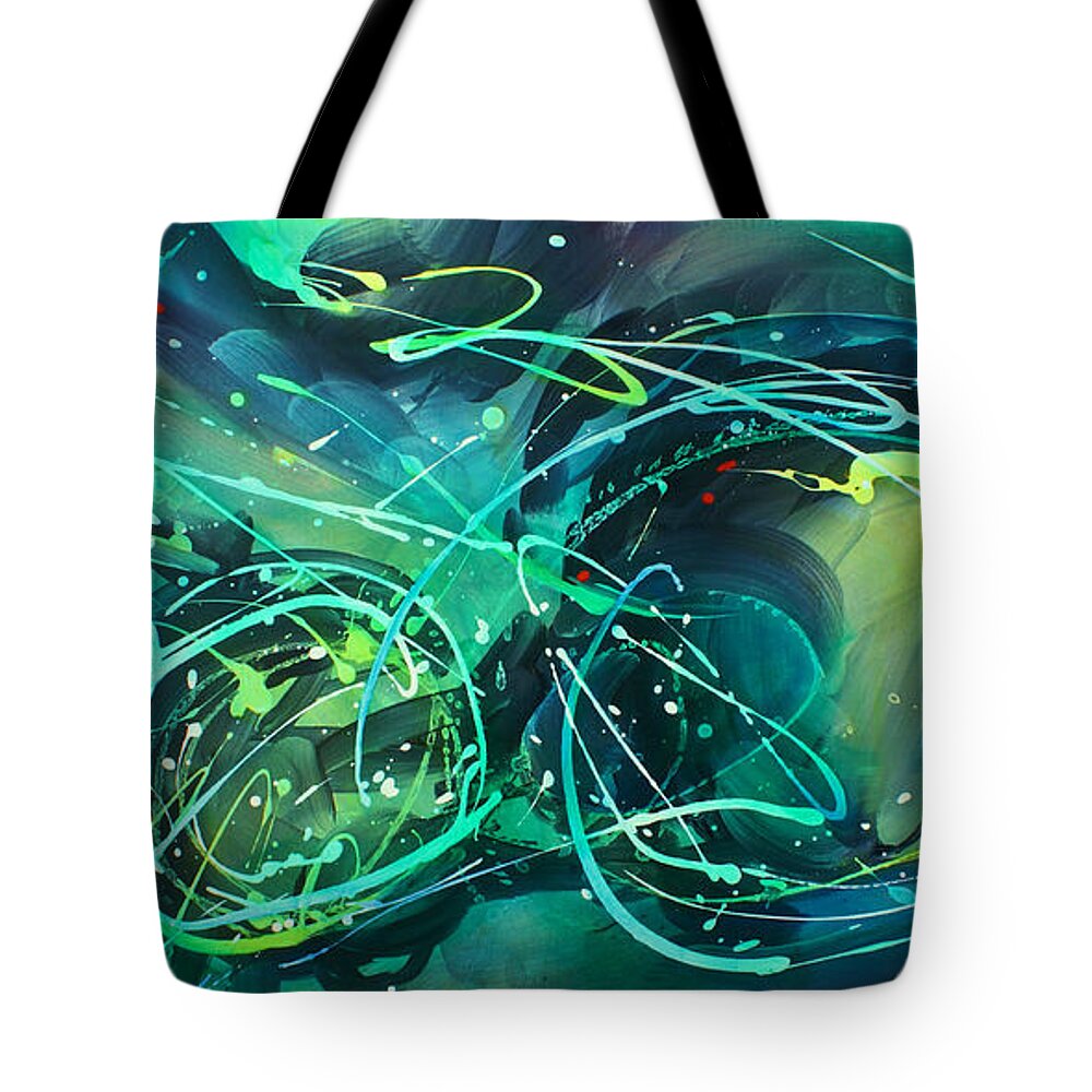 Abstract Tote Bag featuring the painting 'evening Sky' by Michael Lang