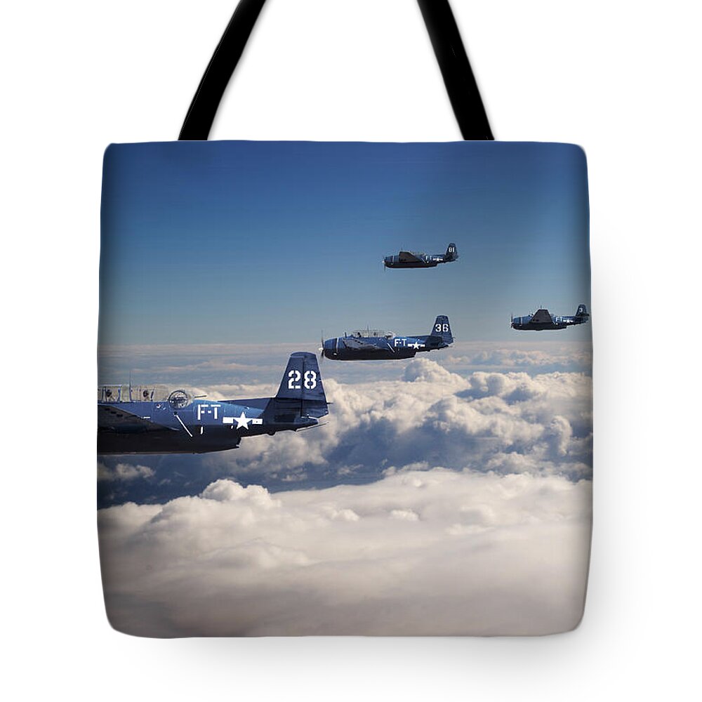 Aircraft Tote Bag featuring the digital art Grumman Avenger - Lost.... by Pat Speirs