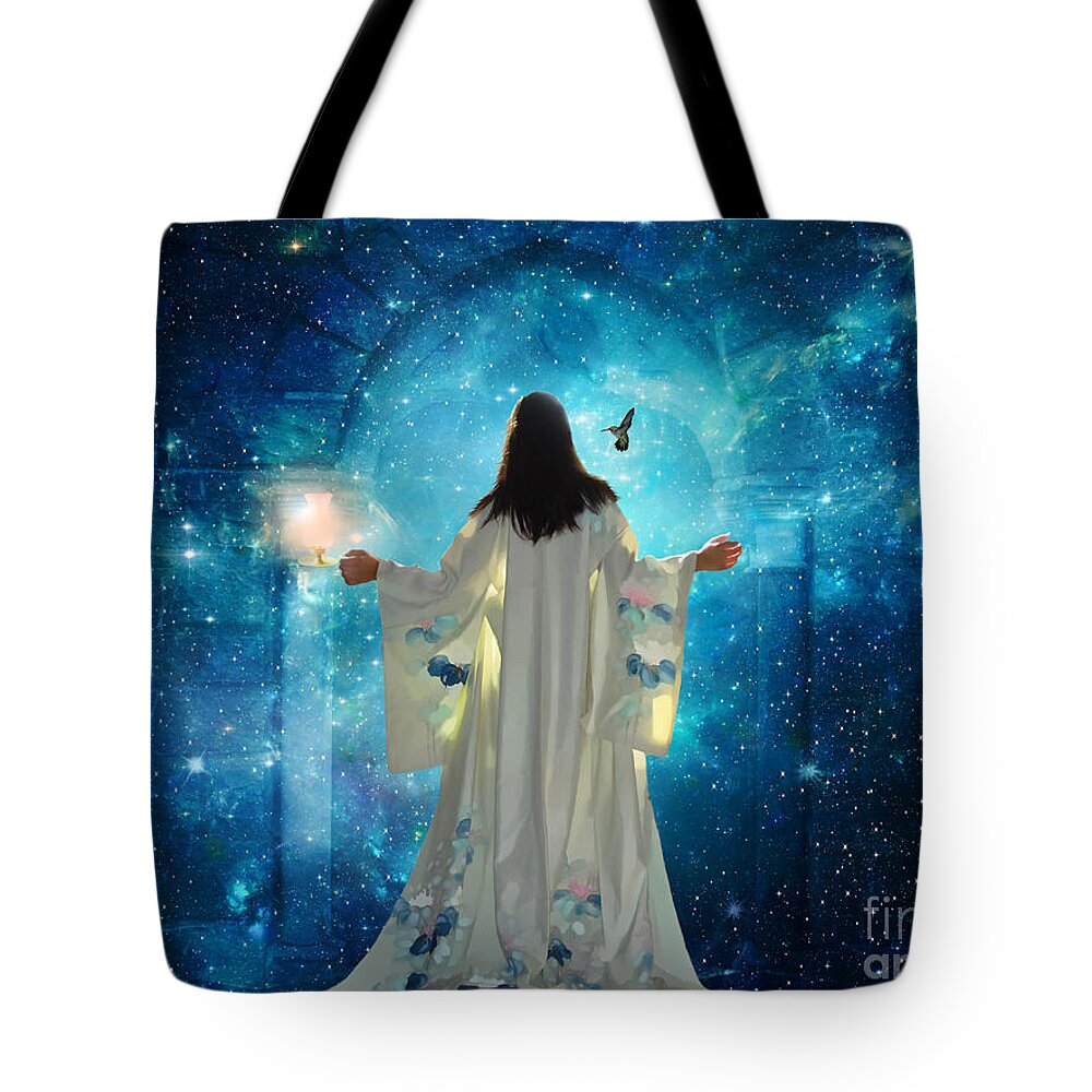 Heavens Door Kingdom Of Heaven Bride Of Christ Revelation Tote Bag featuring the digital art Heavens Door by Dolores Develde