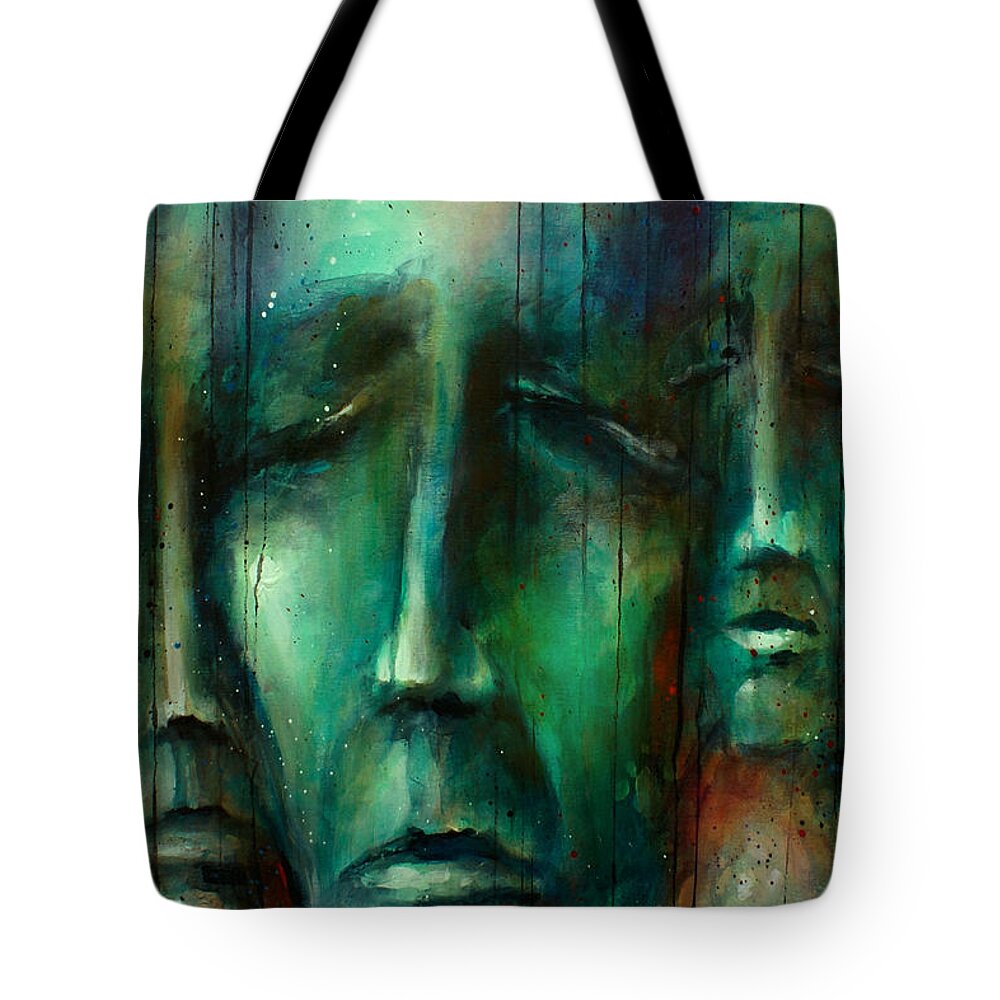 Figurative Tote Bag featuring the painting ' Heros ' by Michael Lang
