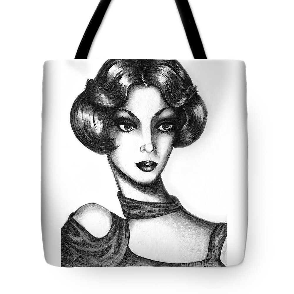Art Tote Bag featuring the drawing Lady by Tara Shalton