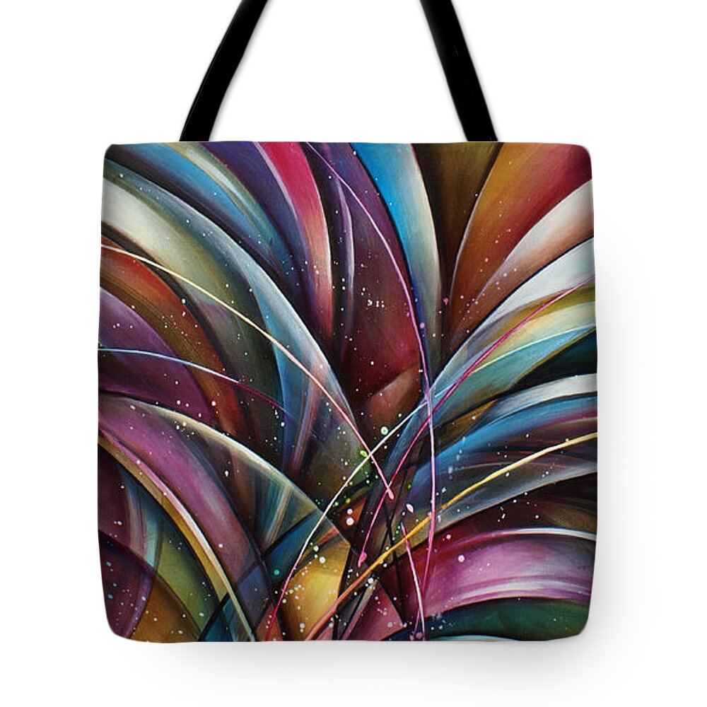 Abstract Tote Bag featuring the painting ' Lilys Song 2' by Michael Lang