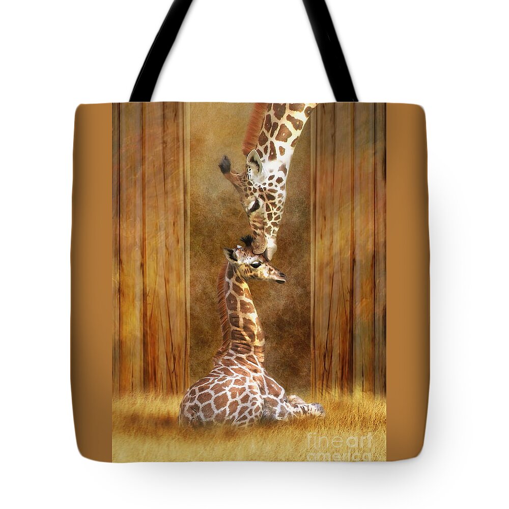 Giraffe Tote Bag featuring the digital art Love ...... by Trudi Simmonds