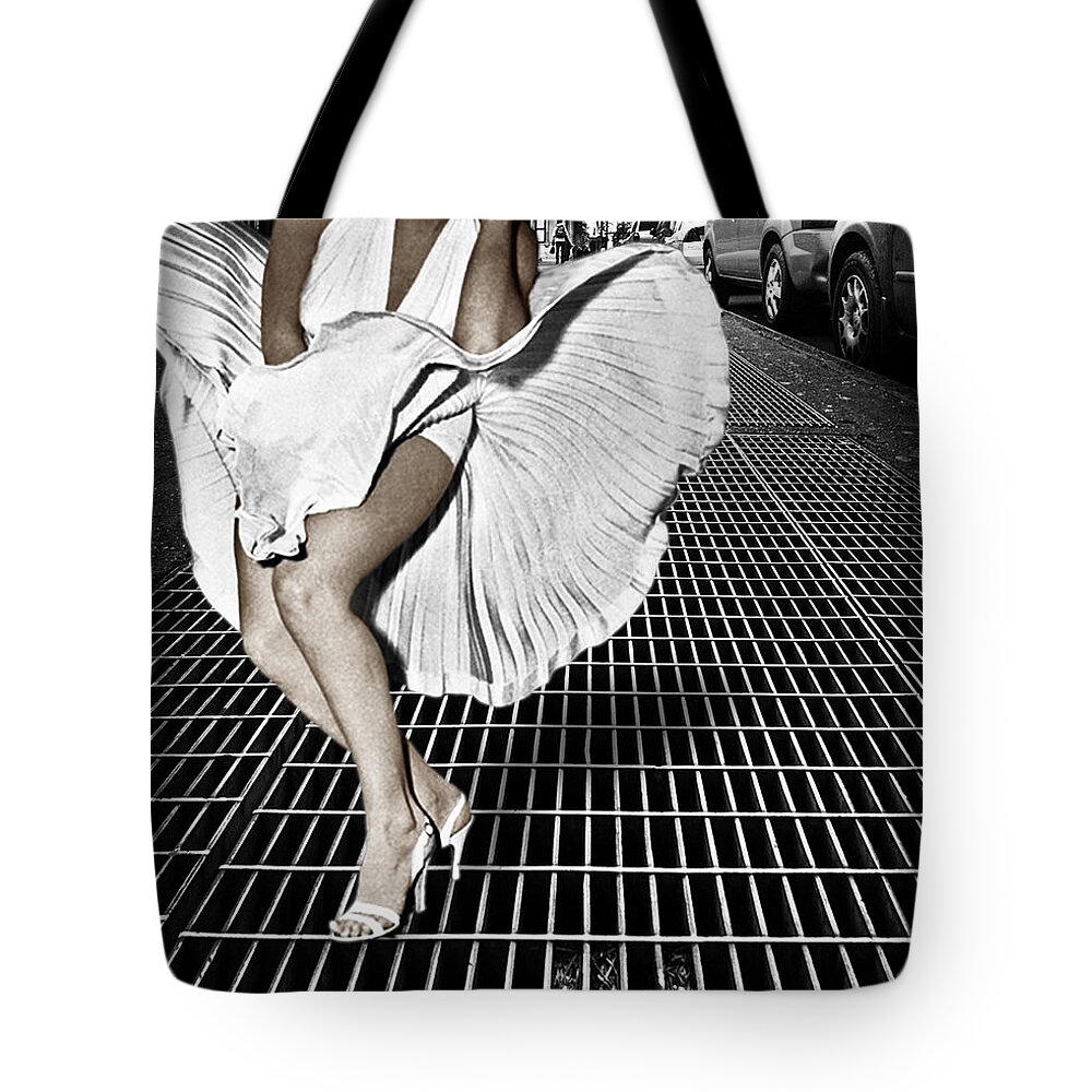 Marilyn Monroe Tote Bag featuring the photograph Marilyn Monroe In New York City by Tony Rubino