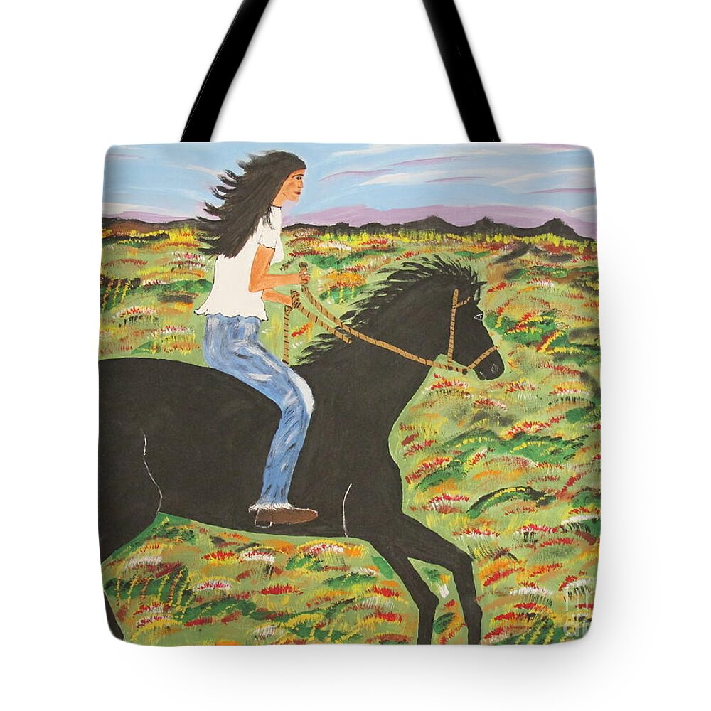 Morning Tote Bag featuring the painting Morning Bareback Ride by Jeffrey Koss