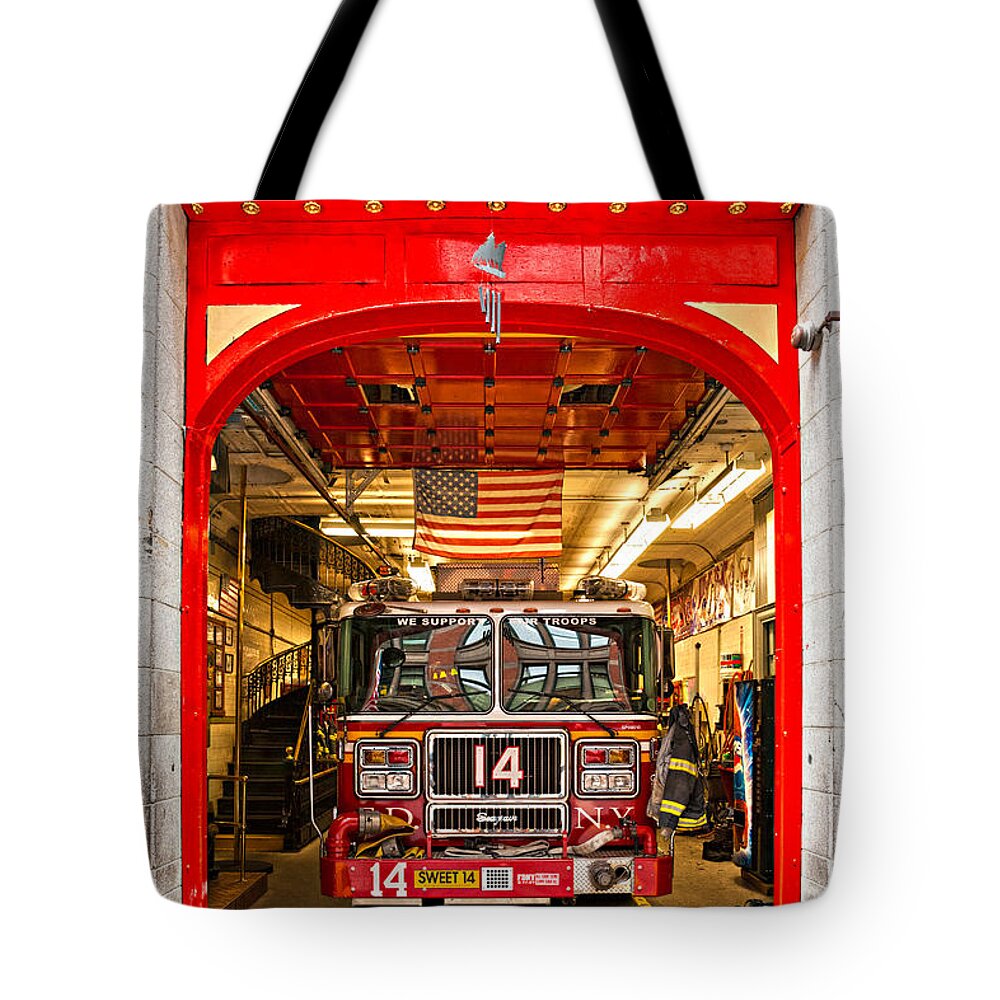 Angle Tote Bag featuring the photograph New York Fire Department Engine 14 by Luciano Mortula