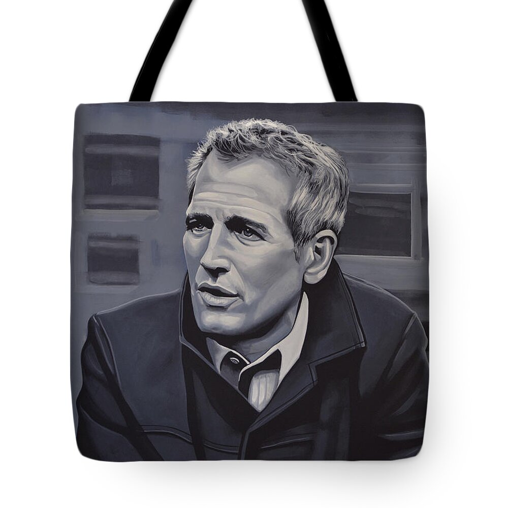 Paul Newman Tote Bag featuring the painting Paul Newman by Paul Meijering