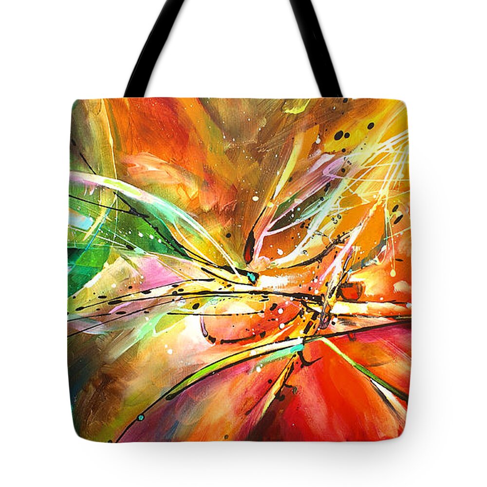 Abstract Tote Bag featuring the painting ' POINT of NO RETURN' by Michael Lang