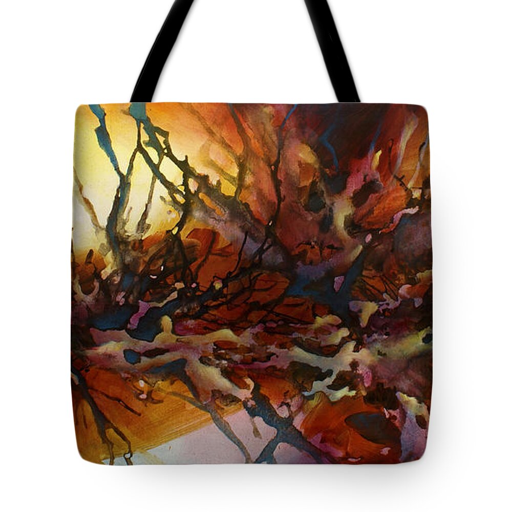 Abstract Tote Bag featuring the painting ' Random Behavior ' by Michael Lang