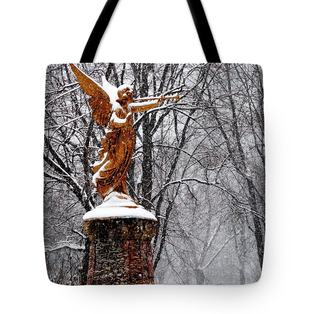 Angel Tote Bag featuring the photograph Snow Angel by Jacqueline M Lewis