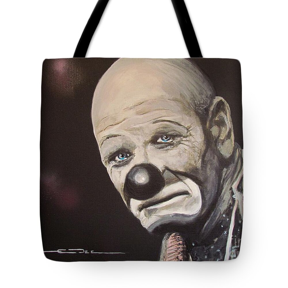 Joey The Clown Tote Bag featuring the painting The Clown by Eric Dee