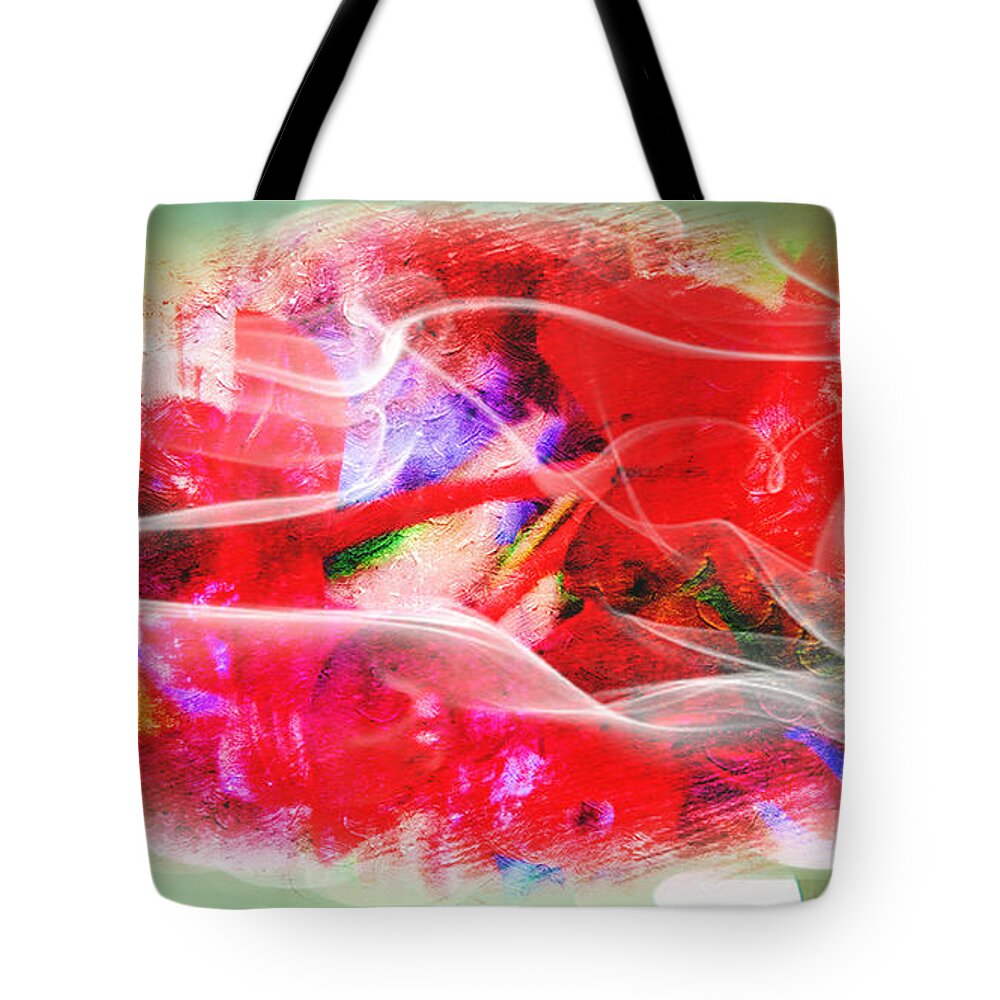 Passion Tote Bag featuring the painting The Flowers of Fiery Red in Abstract Concept by Xueyin Chen