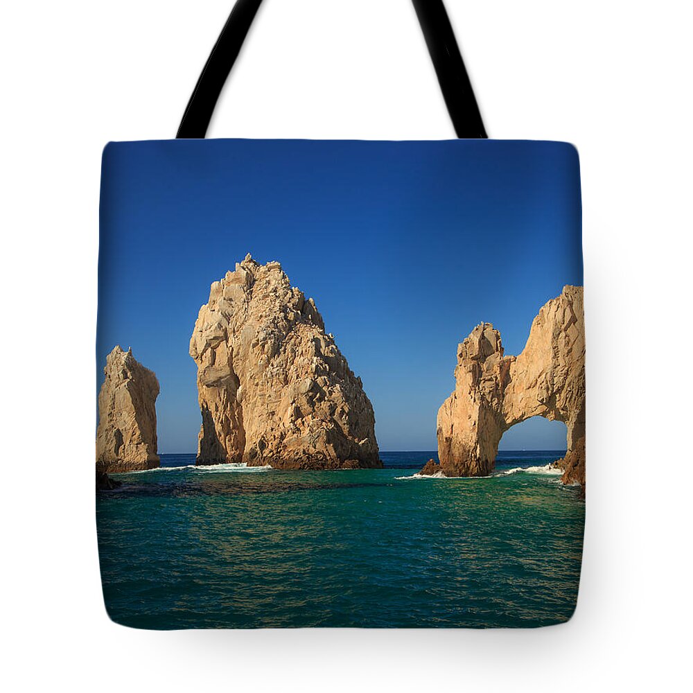  Sea Arch Tote Bag featuring the photograph The Sea Arch El Arco de Cabo San Lucas by Allan Levin