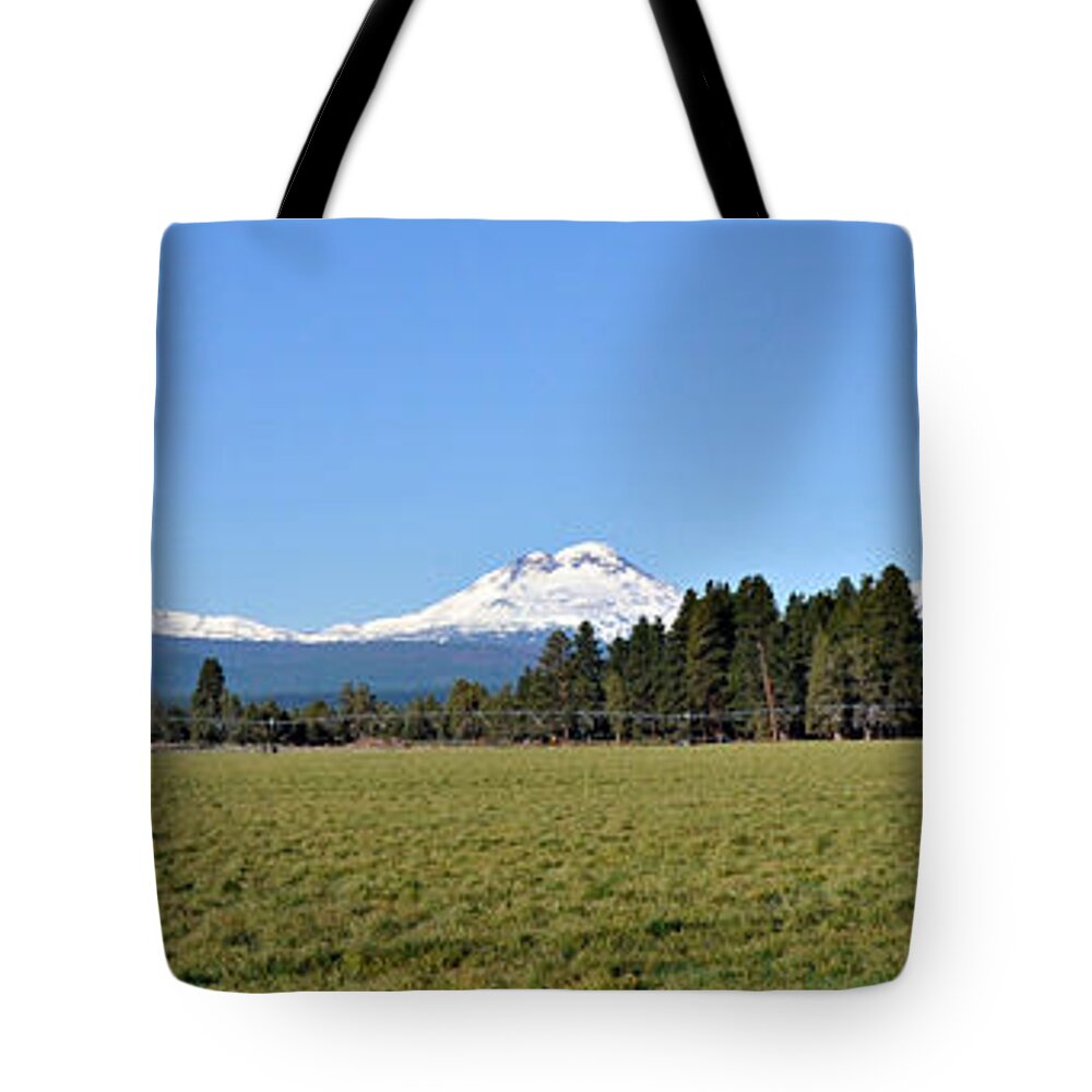 Landscape Tote Bag featuring the photograph Three Sisters in Oregon by Mindy Bench