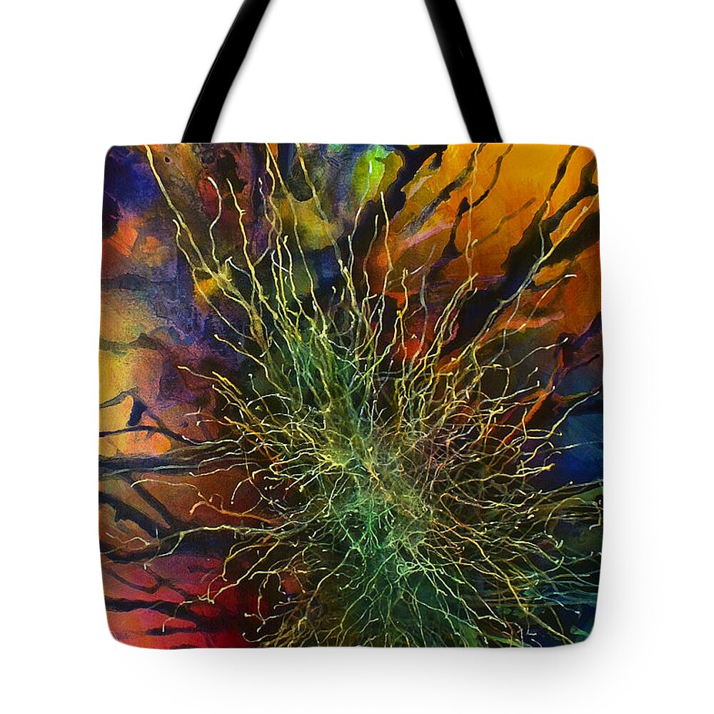 Abstract Tote Bag featuring the painting ' Utopia' by Michael Lang