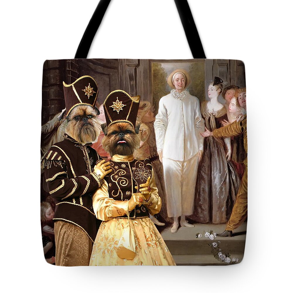 Brussels Griffon Tote Bag featuring the painting Brussels Griffon - Belgium Griffon Art Canvas Print #3 by Sandra Sij