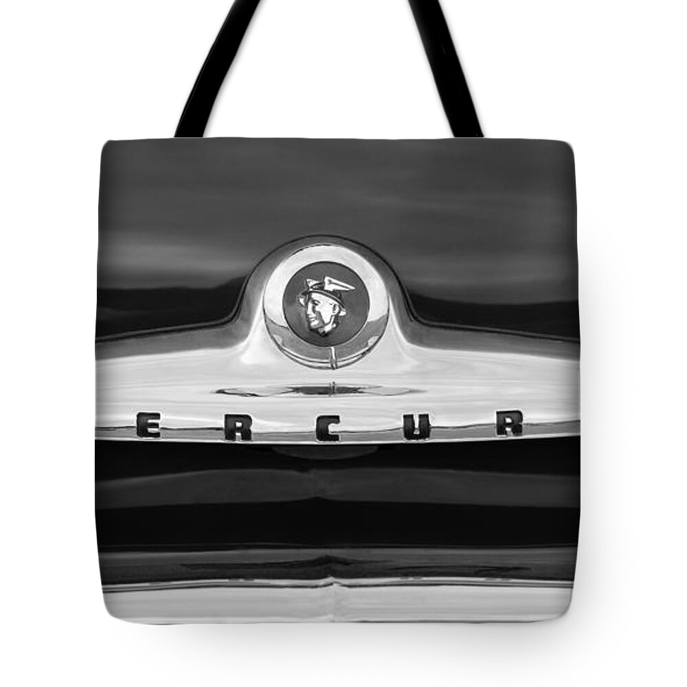 1949 Mercury Coupe Emblem Tote Bag featuring the photograph 1949 Mercury Coupe Emblem by Jill Reger