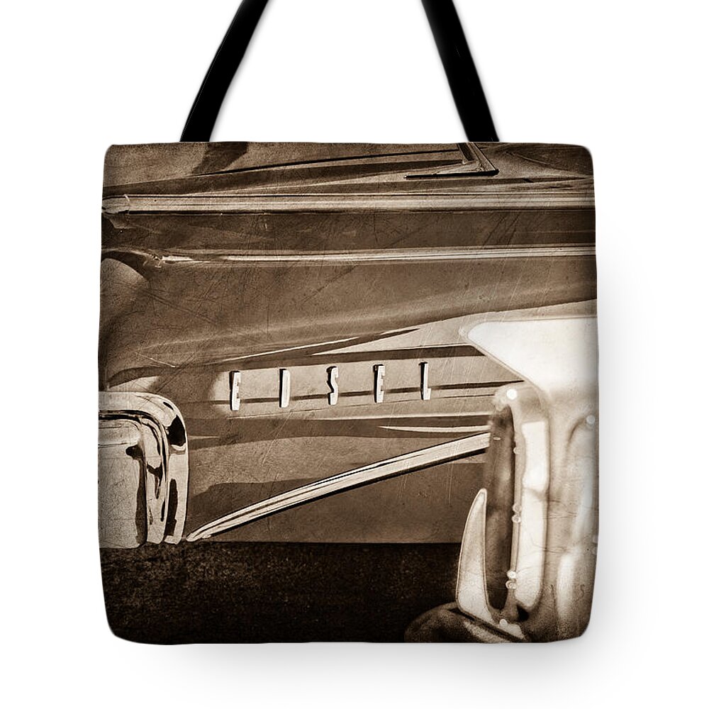 1960 Edsel Taillight Tote Bag featuring the photograph 1960 Edsel Taillight by Jill Reger