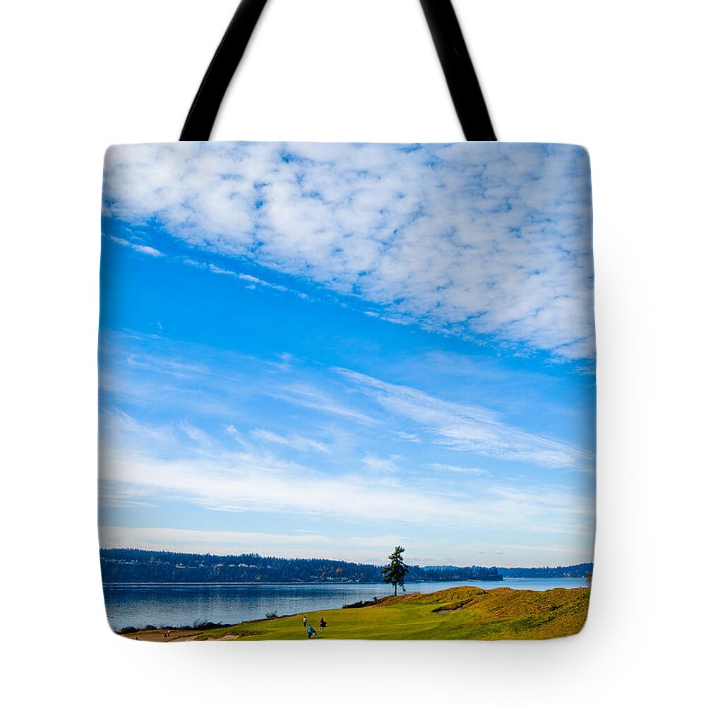 Chambers Bay Golf Course Tote Bag featuring the photograph #2 at Chambers Bay Golf Course - Location of the 2015 U.S. Open Tournament #1 by David Patterson