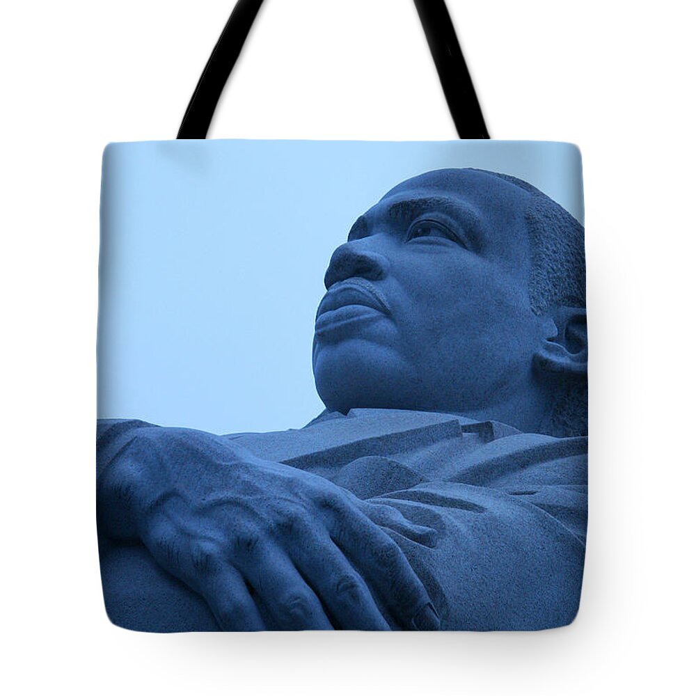 Martin Luther King Tote Bag featuring the photograph A Blue Martin Luther King - 1 by Cora Wandel