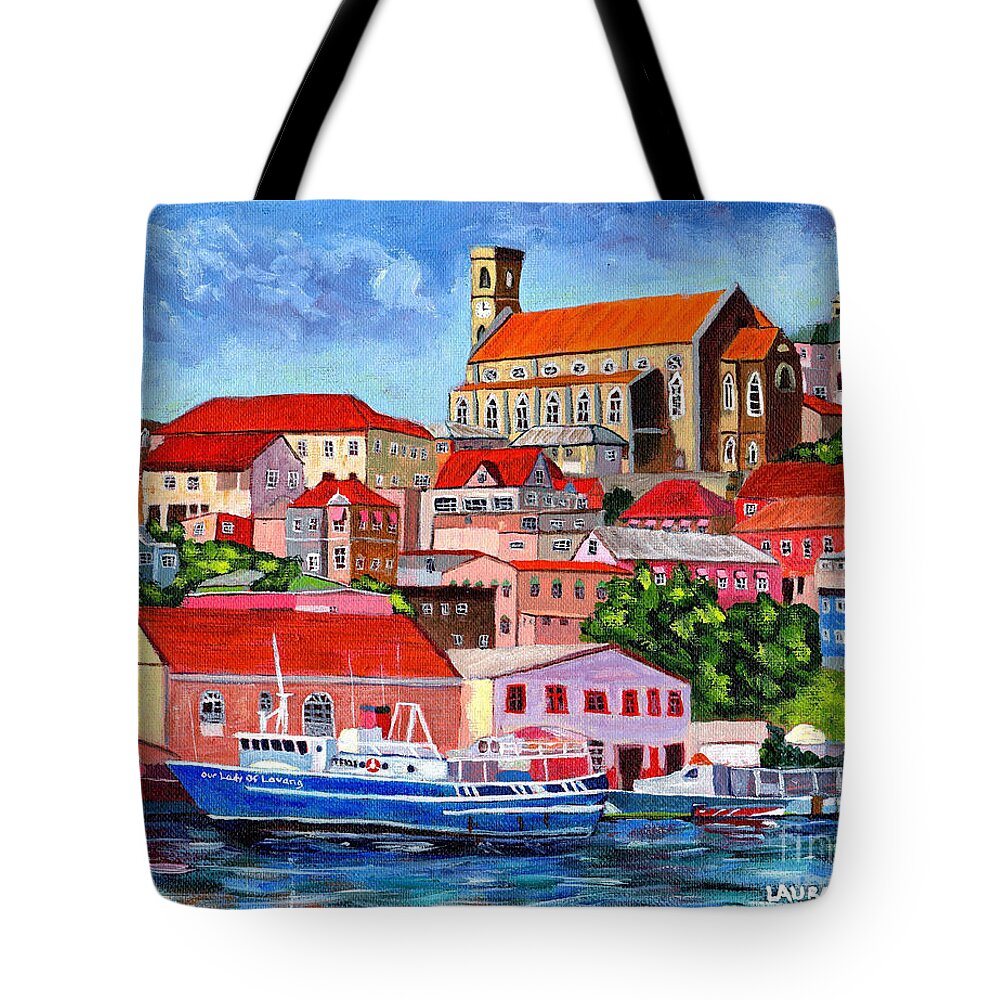 Grenada Tote Bag featuring the painting A View Of The Carenage by Laura Forde