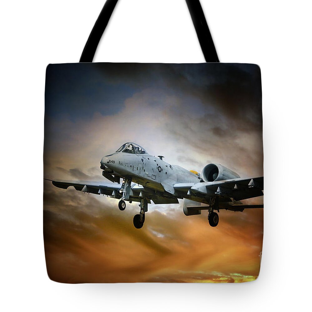 A-10 Thunderbolt Ii Tote Bag featuring the digital art A10 Thunderbolt II #1 by Airpower Art