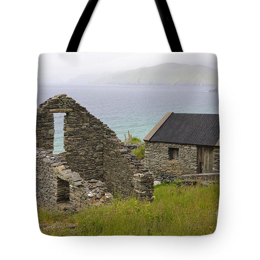 County Kerry Tote Bag featuring the photograph Abandoned Stone House, Slea Head #1 by John Shaw