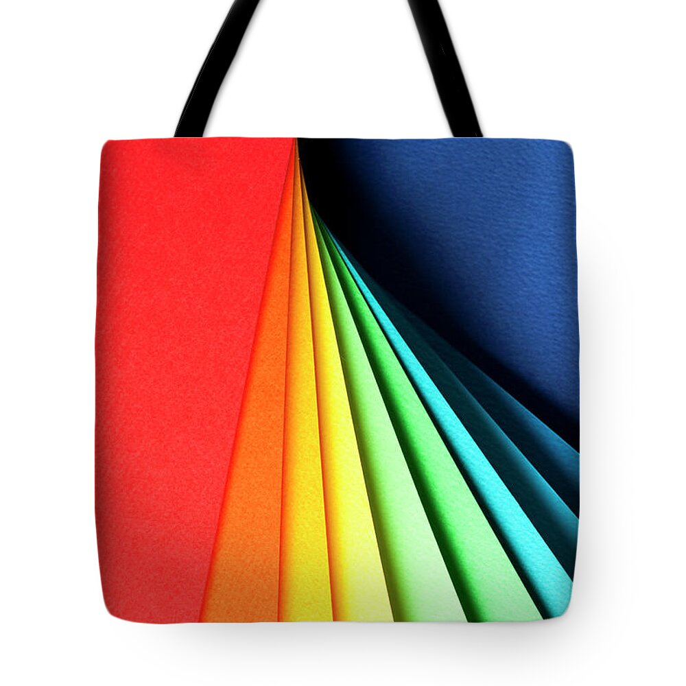 Sharp Tote Bag featuring the photograph Abstract Background With Color Papers #1 by Colormos