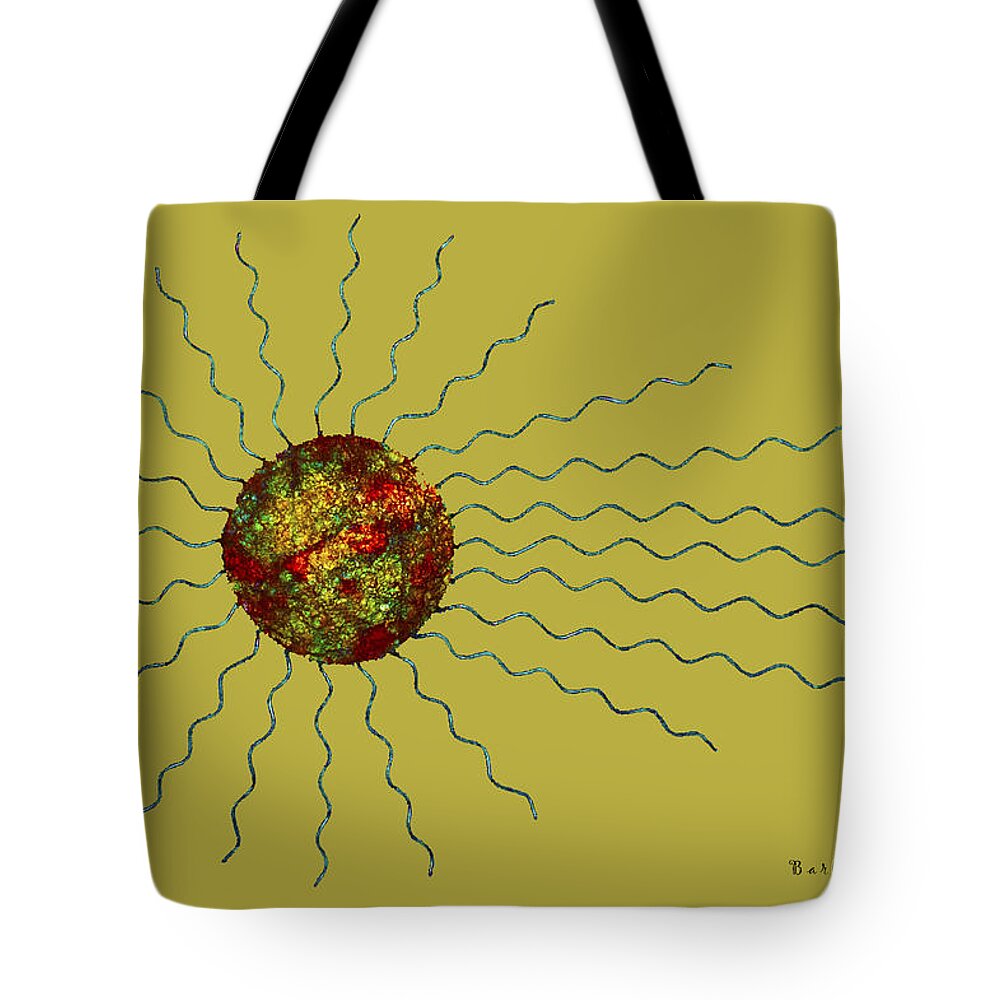 Abstract Sunburst On Green Tote Bag featuring the digital art Abstract Sunburst On Green by Barbara Snyder