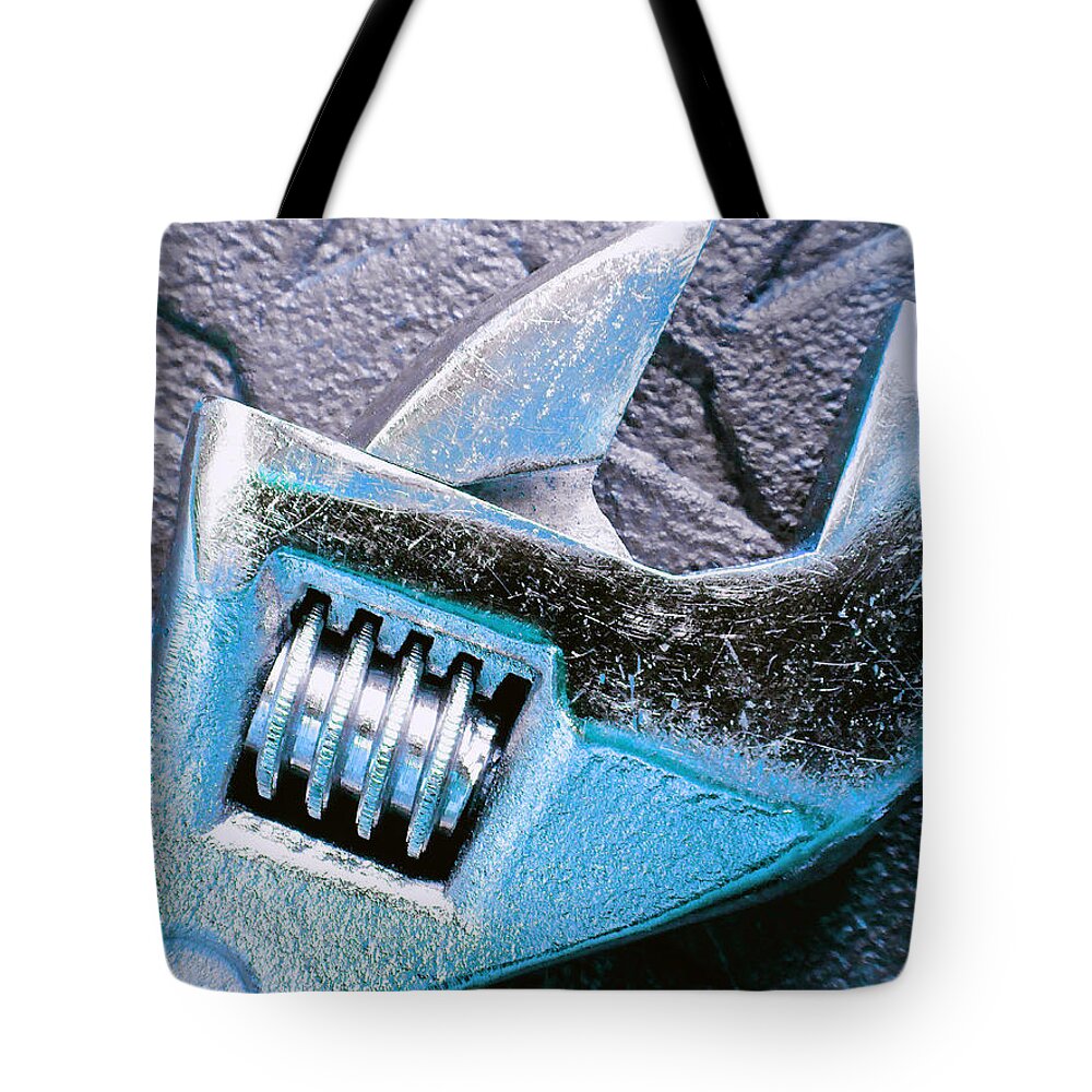 Hammer Tote Bag featuring the photograph Adjustable Wrench D #1 by Laurie Tsemak