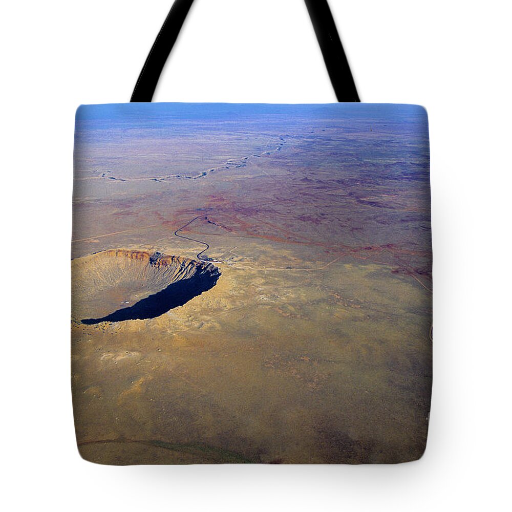 Science Tote Bag featuring the photograph Aerial Of Meteor Crater #1 by Adam Sylvester