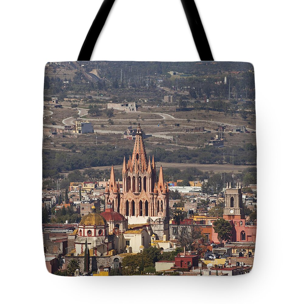 San Miguel De Allende Tote Bag featuring the photograph Aerial View Of San Miguel De Allende #1 by Ellen Thane