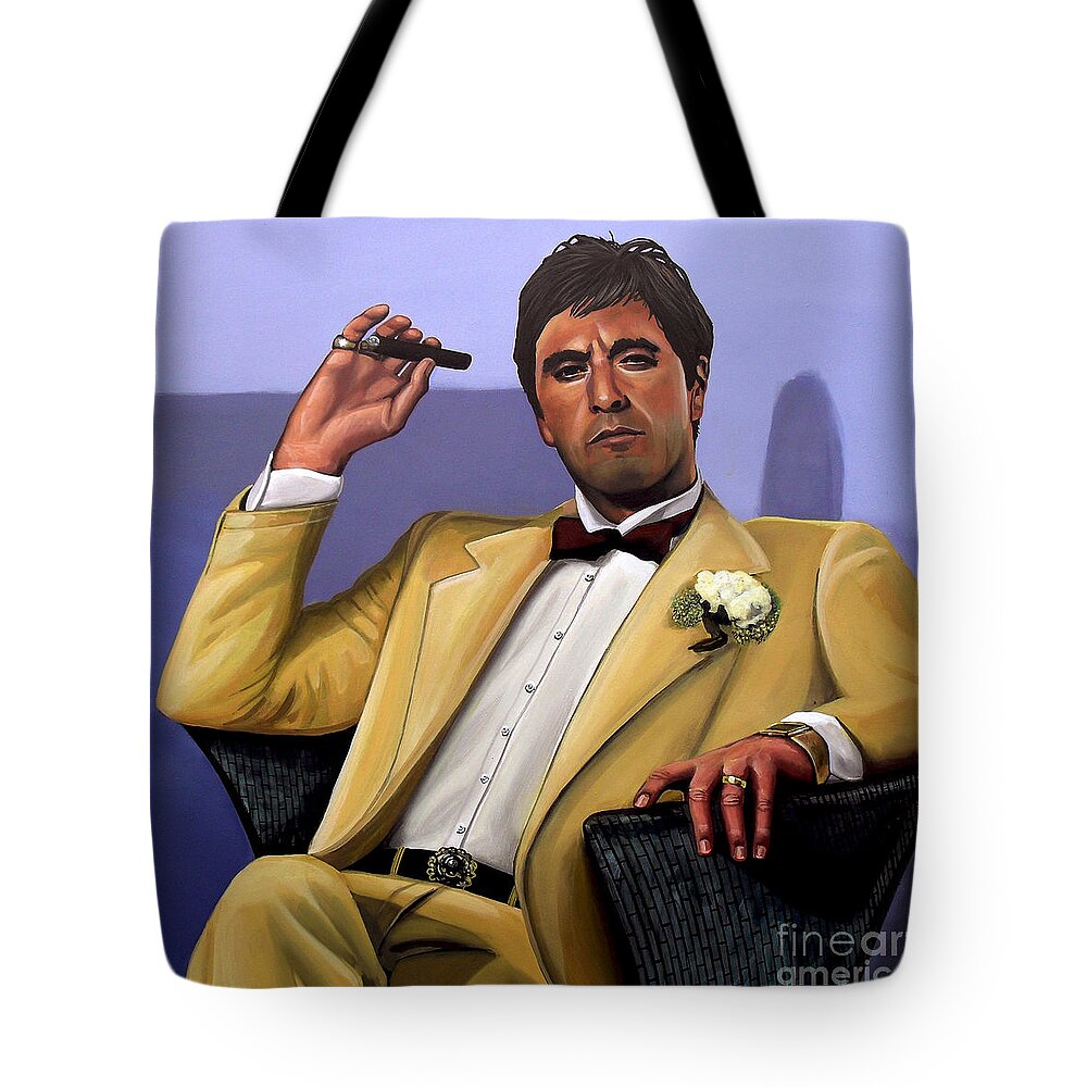 Al Pacino Tote Bag featuring the painting Al Pacino by Paul Meijering