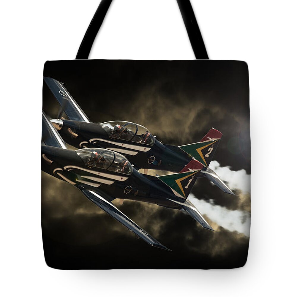 Silver Falcons Tote Bag featuring the photograph 1 And 2 by Paul Job