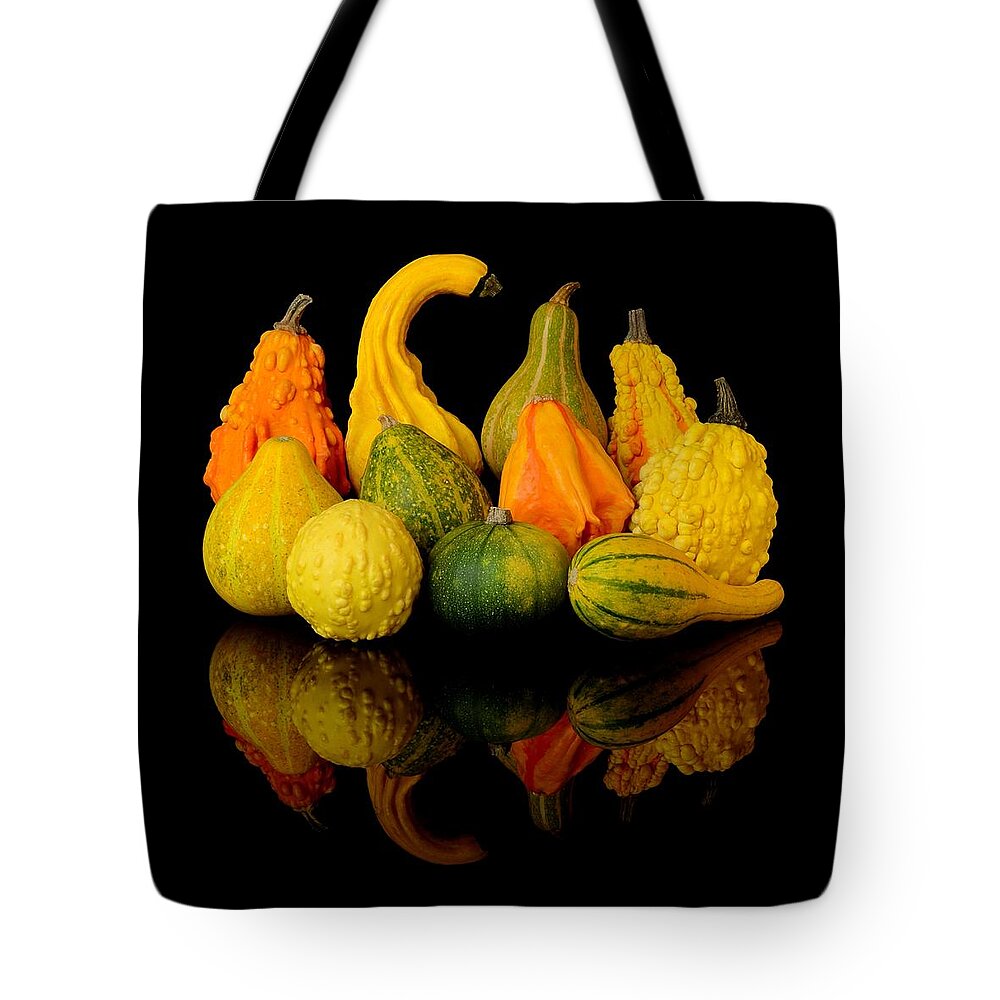 Autumn Tote Bag featuring the photograph Autumn Harvest Gourds by Jim Hughes
