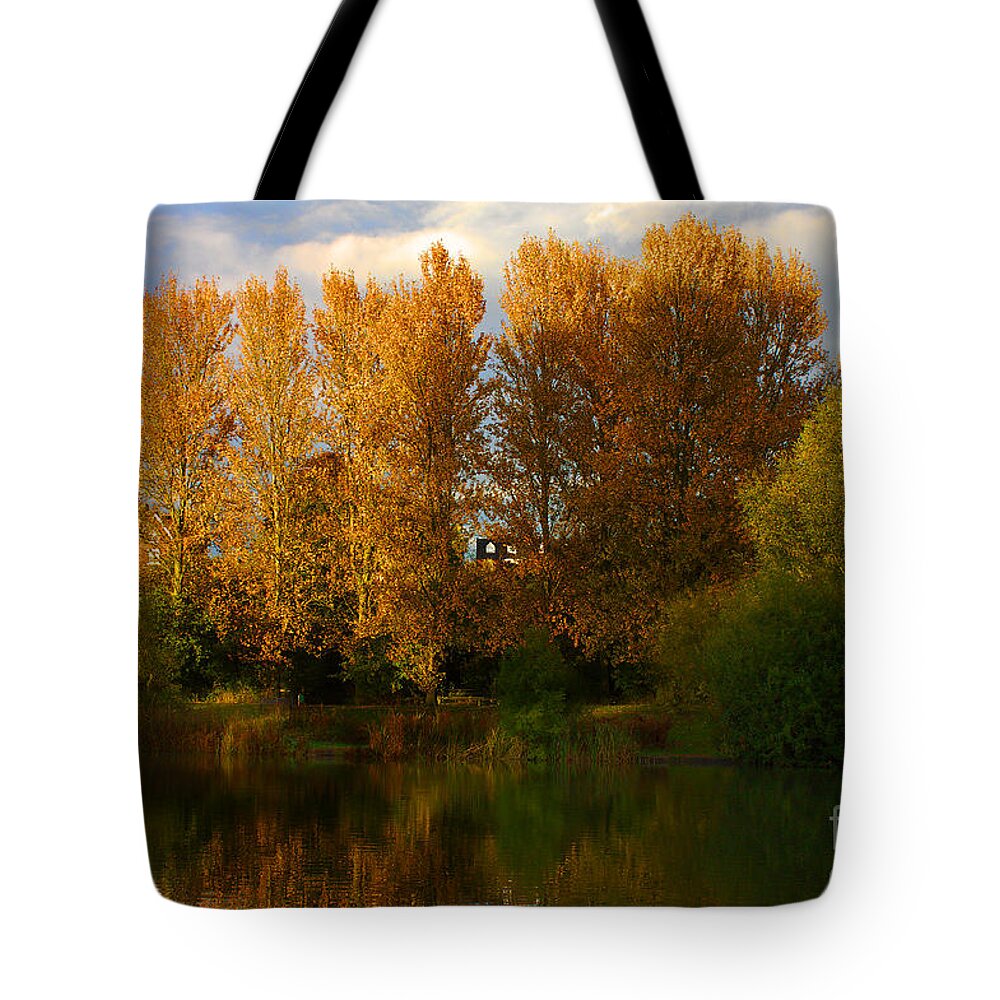 St James Lake Tote Bag featuring the photograph Autumn Trees by Jeremy Hayden