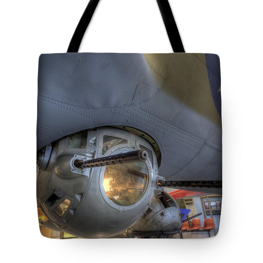 Boeing Tote Bag featuring the photograph B-17 ball turret #1 by David Dufresne
