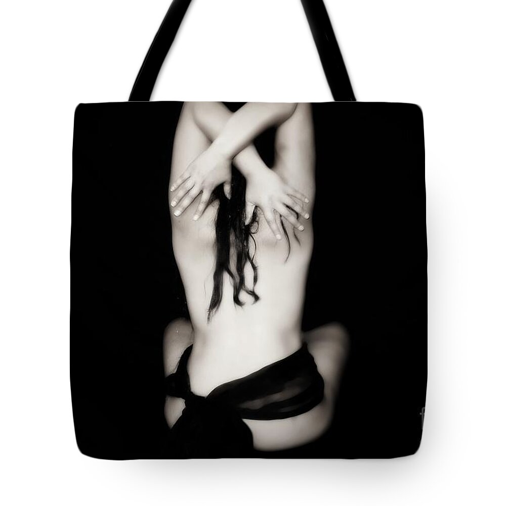 Black Tote Bag featuring the photograph Barely There #1 by Jessica S