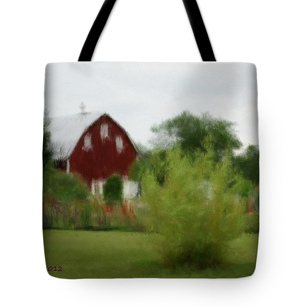 Barn Tote Bag featuring the painting Barn in Wisconsin #1 by Bruce Nutting