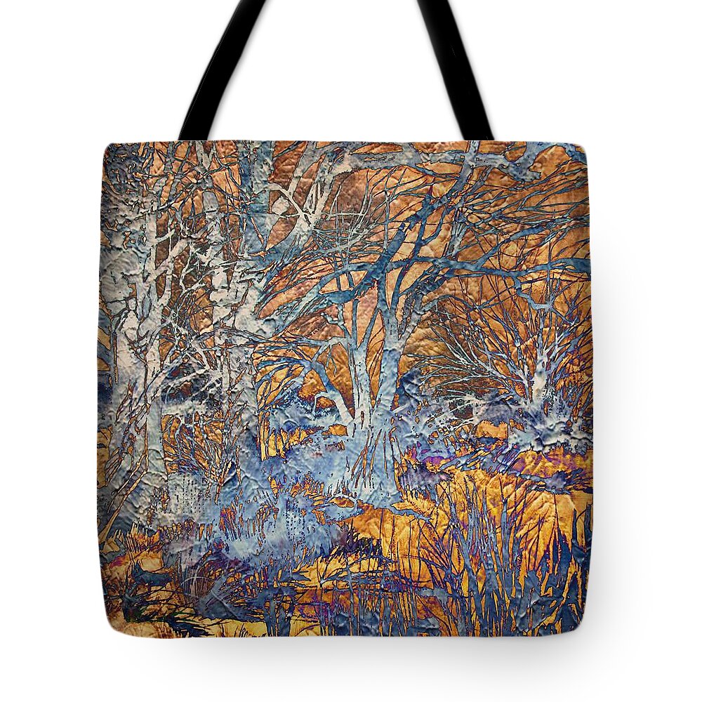 Woods Tote Bag featuring the painting Barren Wood #1 by Mindy Newman