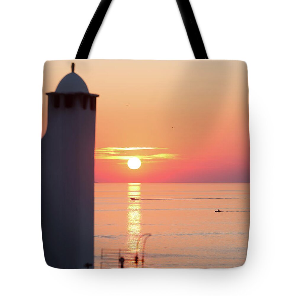 Scenics Tote Bag featuring the photograph Bay Of Mykonos, Greece #1 by Deimagine