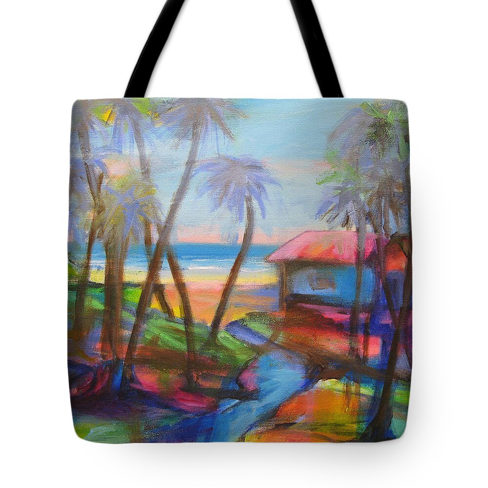 Beach Tote Bag featuring the painting Beach House by Cynthia McLean