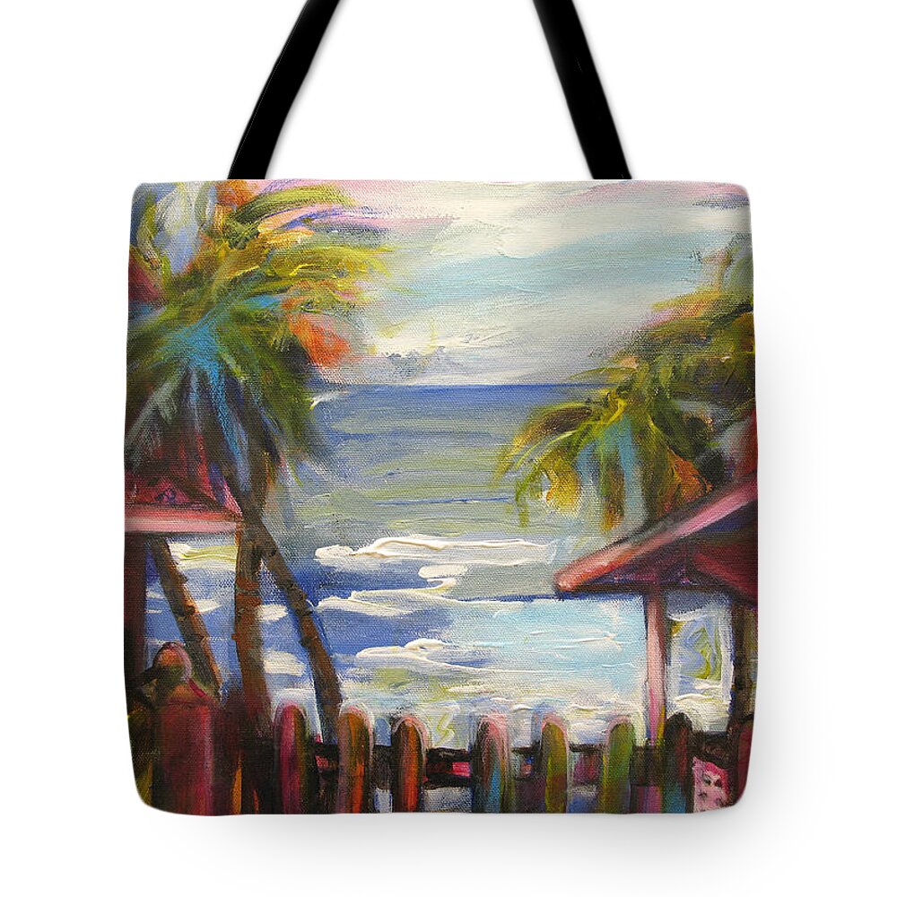 Beach Tote Bag featuring the painting Beach Houses by Cynthia McLean