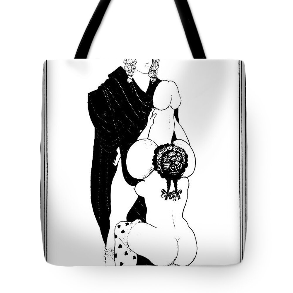 1896 Tote Bag featuring the drawing Beardsley Lysistrata #1 by Granger