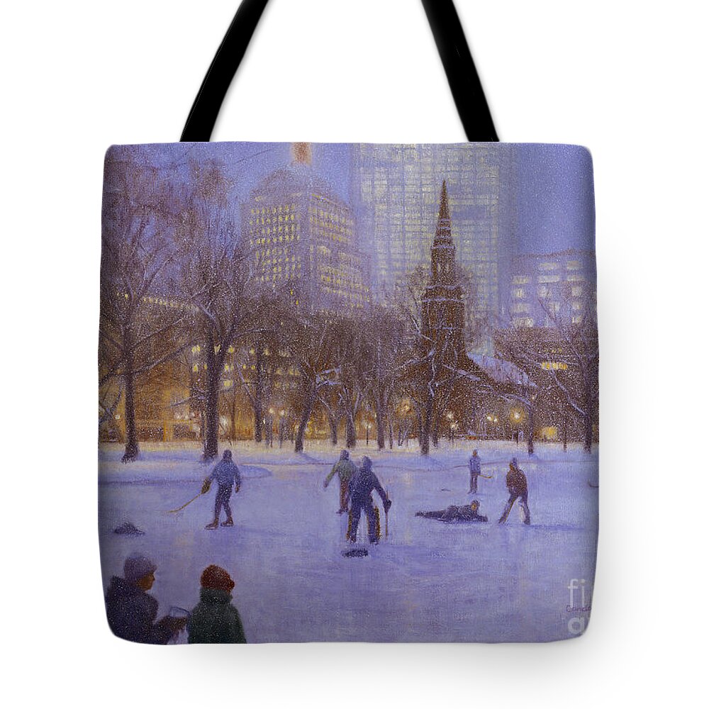 Boston Tote Bag featuring the painting Boston Twilight Players by Candace Lovely