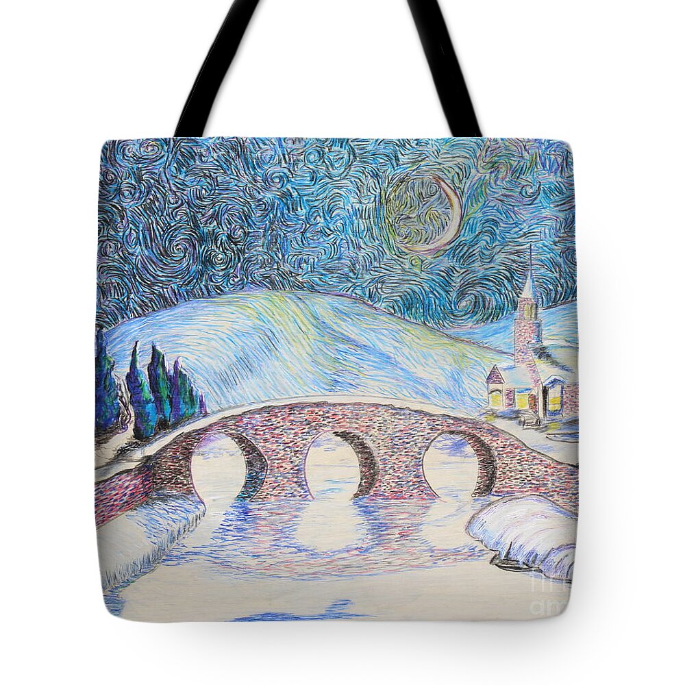 Church Tote Bag featuring the painting Bridge to Eternity #1 by Stefan Duncan