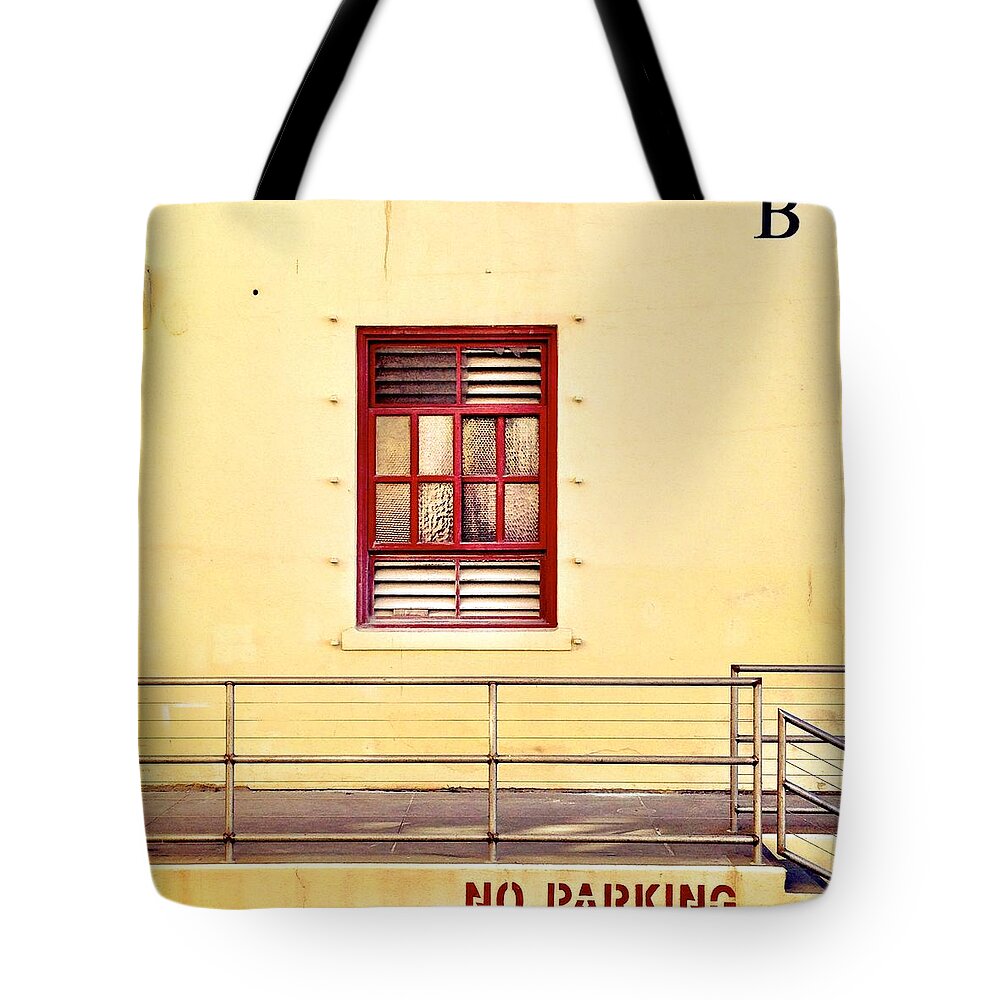 #window #typography #wall #yellow Tote Bag featuring the photograph B by Julie Gebhardt